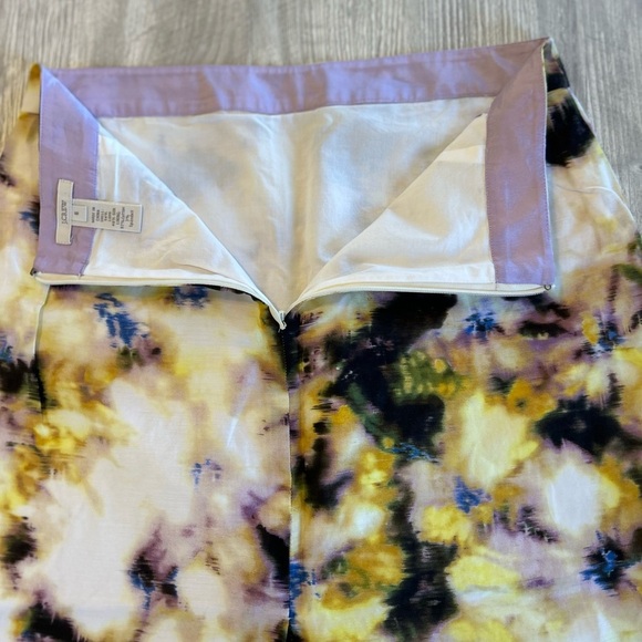 J. Crew Skirt Women’s Size 6 Yellow Fleurette Floral Silk Linen Blend Straight. - Picture 4 of 8